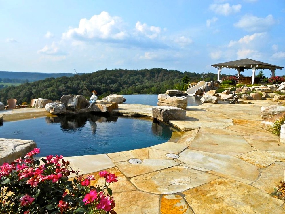 Inspiration for a rustic pool remodel in Nashville