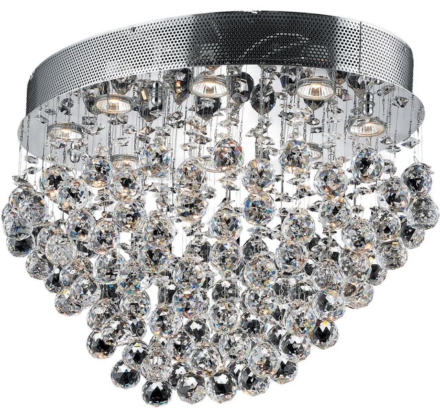 Elegant Galaxy 8 Light Chrome Flush Mount Clear Spectra Swarovski