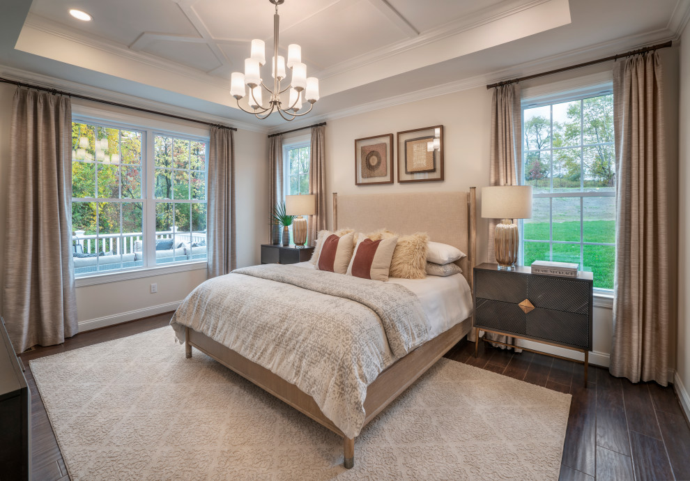 Example of a transitional bedroom design in Philadelphia