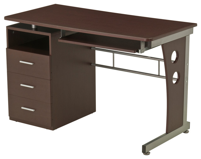 Techni Mobili Computer Desk With Storage Chocolate Transitional Desks And Hutches By Clickhere2shop