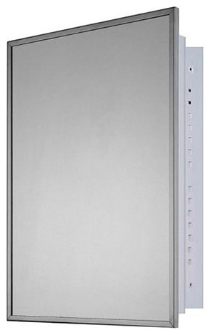 Medicine Cabinet, 16"x22", Bright Annealed Stainless Steel Frame, Recessed