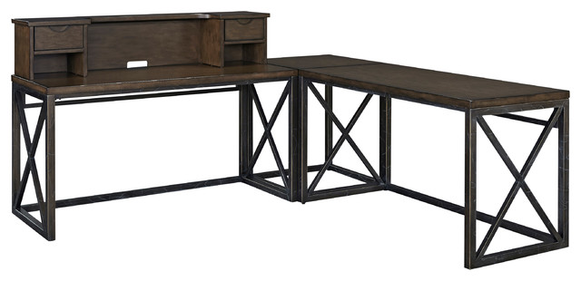 Home Styles Xcel L Shaped Writing Desk In Copper Industrial
