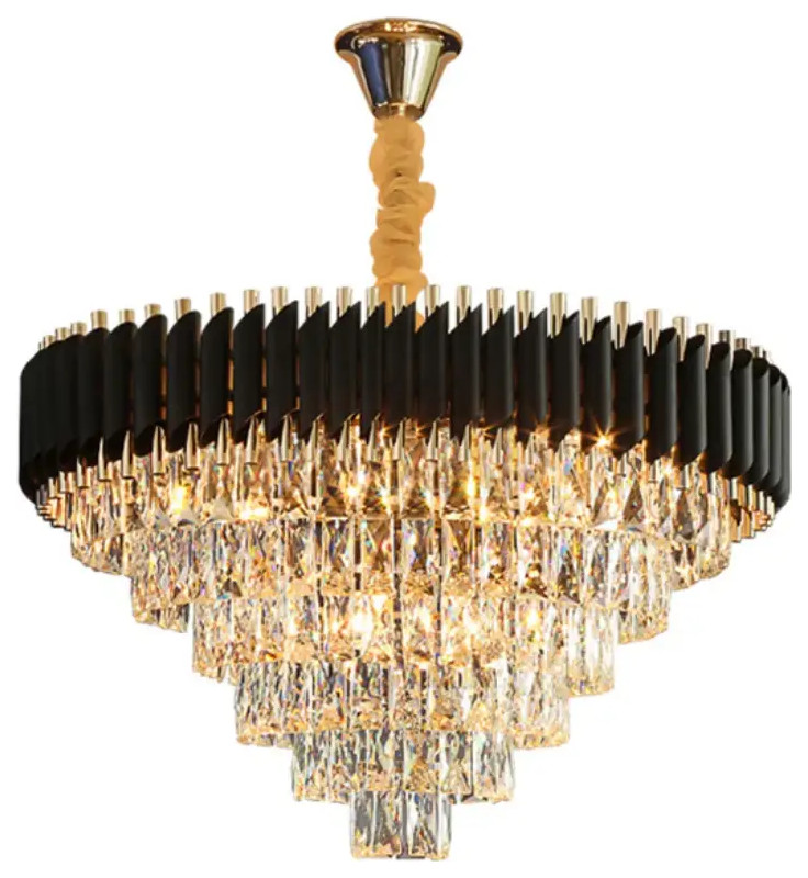 Verano 32" Crystal Chandelier, Black - Contemporary - Chandeliers - by ...