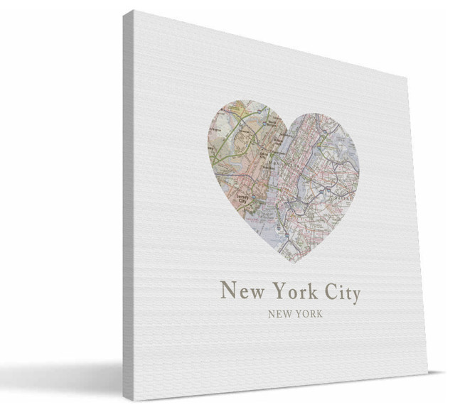New York City Map Canvas Print, 12"x12" Contemporary Prints And
