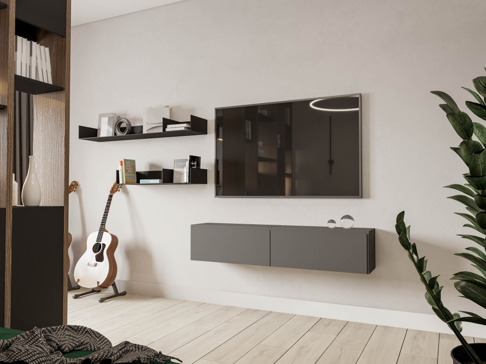 Гостиная, спальня и балкон в современной квартире