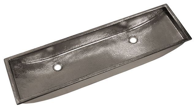 Copper Trough Bathroom Sink, Polished Nickel, 48"