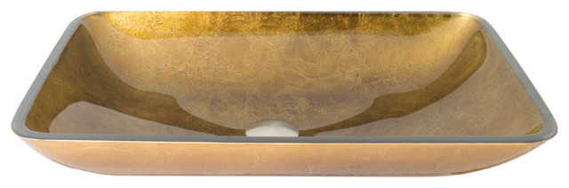 VIGO Rectangular Copper Glass Vessel Bathroom Sink