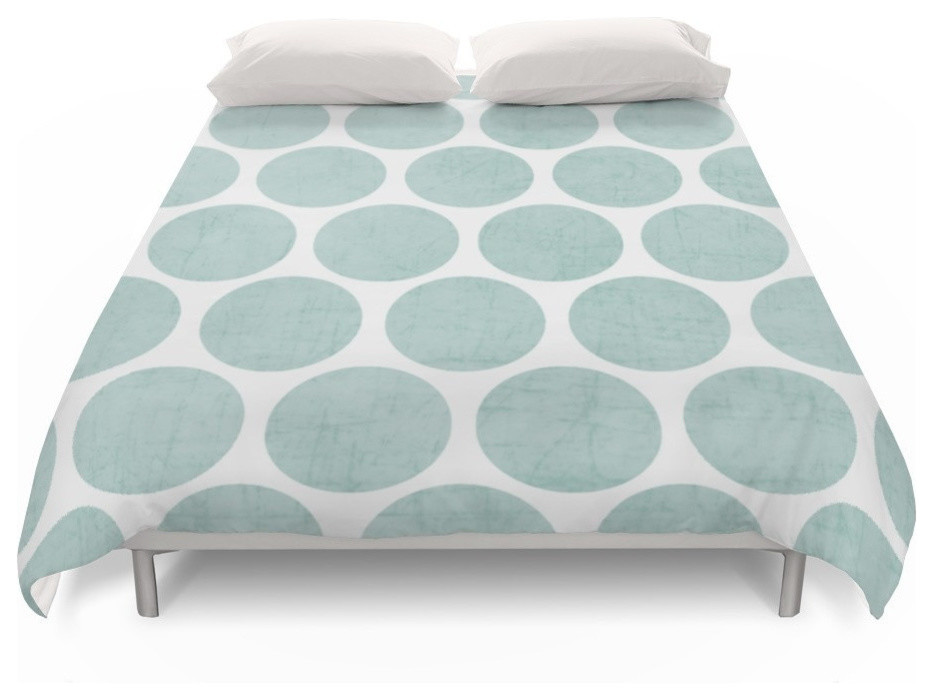 Robins Egg Blue Polka Dots Duvet Cover Contemporary Duvet