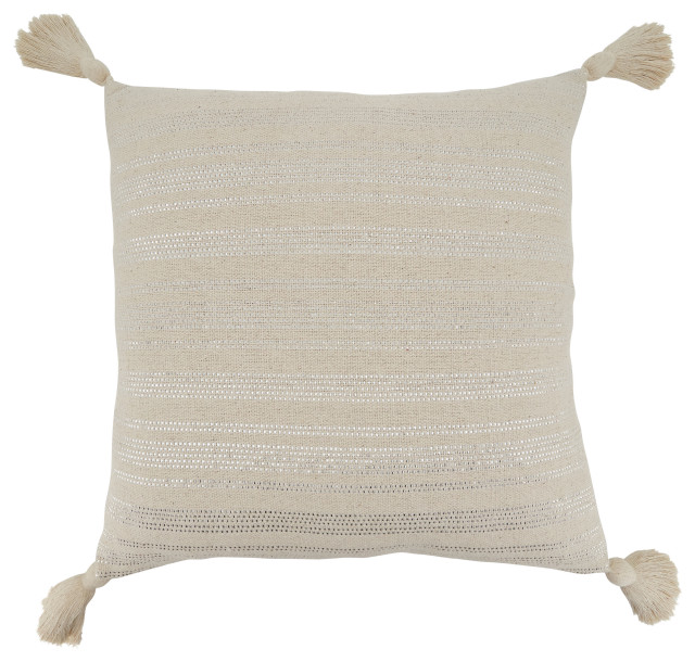 Throw Pillow With Shimmer Line Design, 22" Contemporary Decorative
