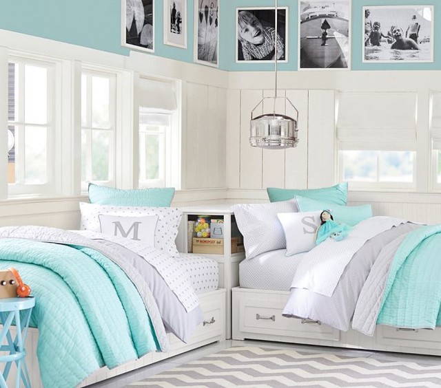 Teal Girls Shared Room Kids San Francisco By Pottery Barn Kids