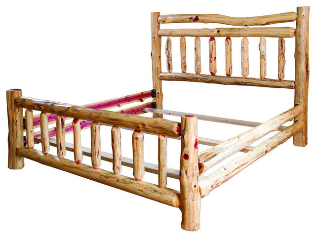 Rustic Red Cedar Log Wagon Twin Bed, Twin Log Bed