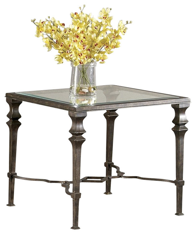Lido Square End Table, Burnished Bronze Finish Traditional Side Tables And End Tables by