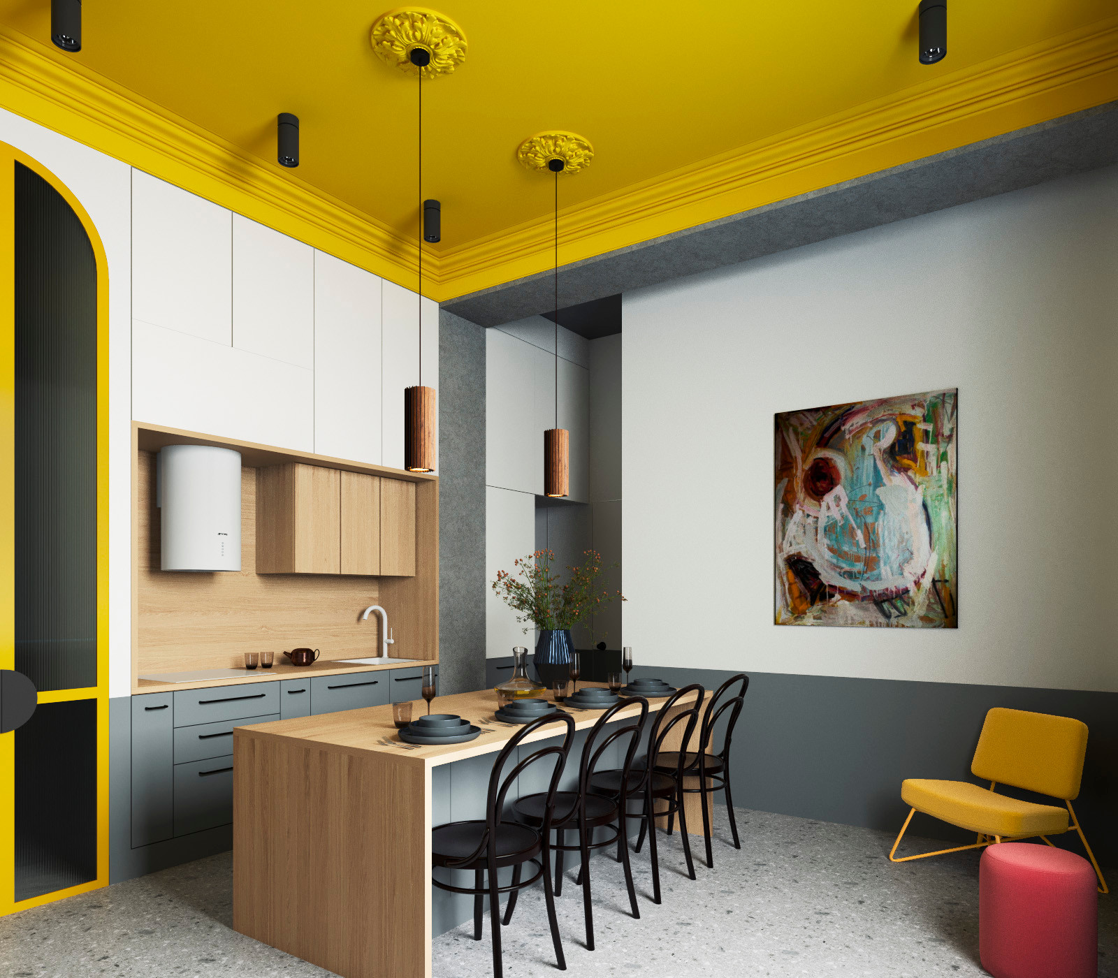 Сталинка с горчичным потолком