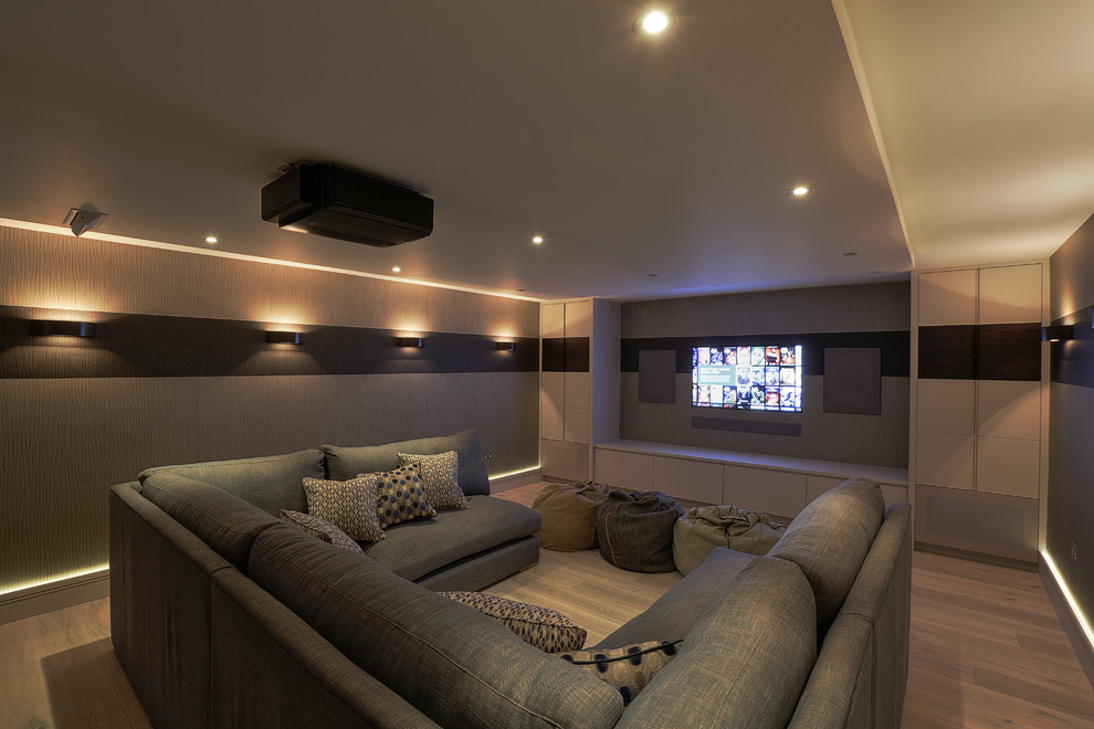 This is an example of a modern home theatre in Kent.