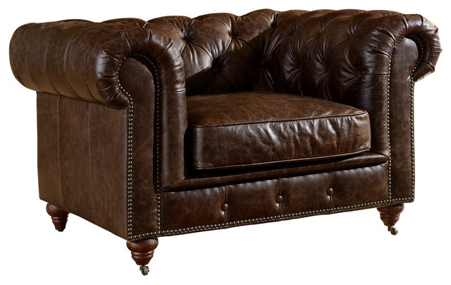 Leather Chesterfield Arm Chair, Accent Chairs For Dark Brown Leather Sofa