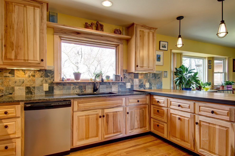 Mountain style kitchen photo in Denver