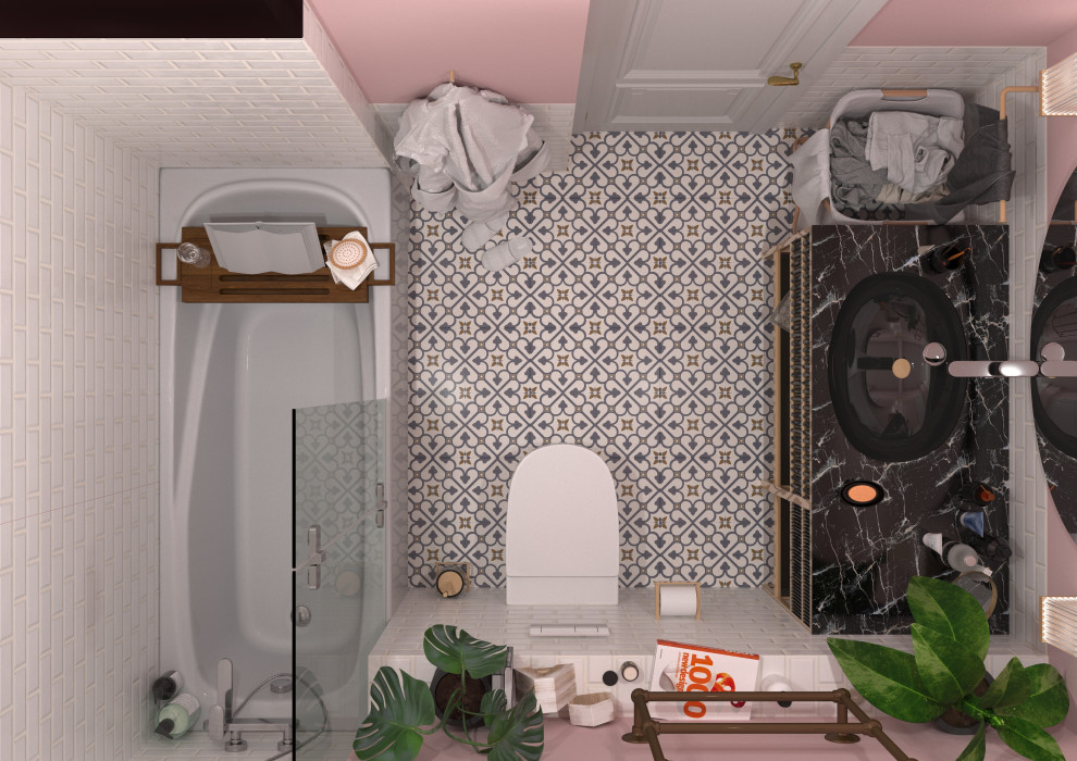 Розовая ванная комната