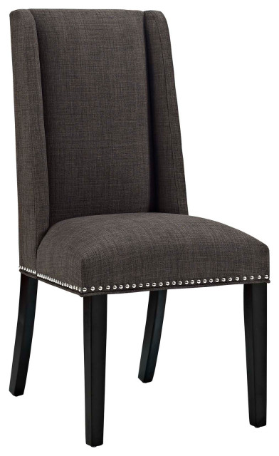 Baron Parsons Upholstered Fabric Dining Side Chair, Brown