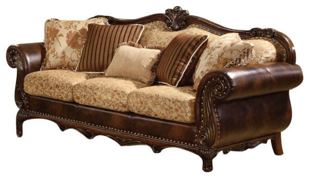 ACME - Acme Remington Bonded Leather and Fabric Traditional Sofa - View ...