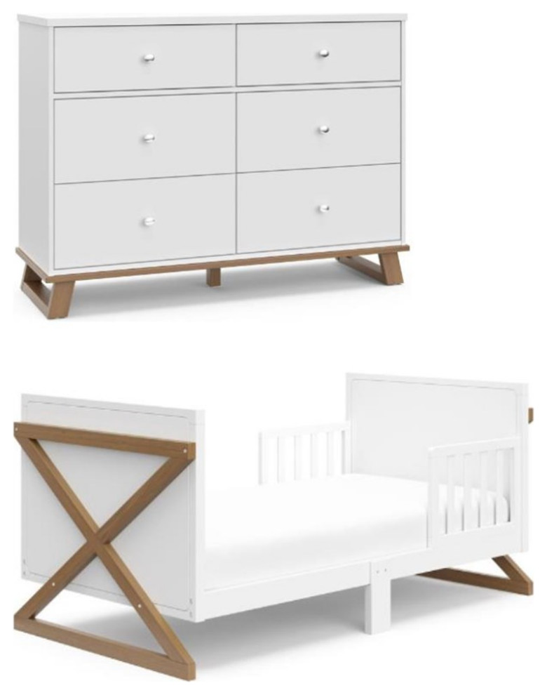 Home Square 2Piece Set with Toddler Bed and 6Drawer Dresser