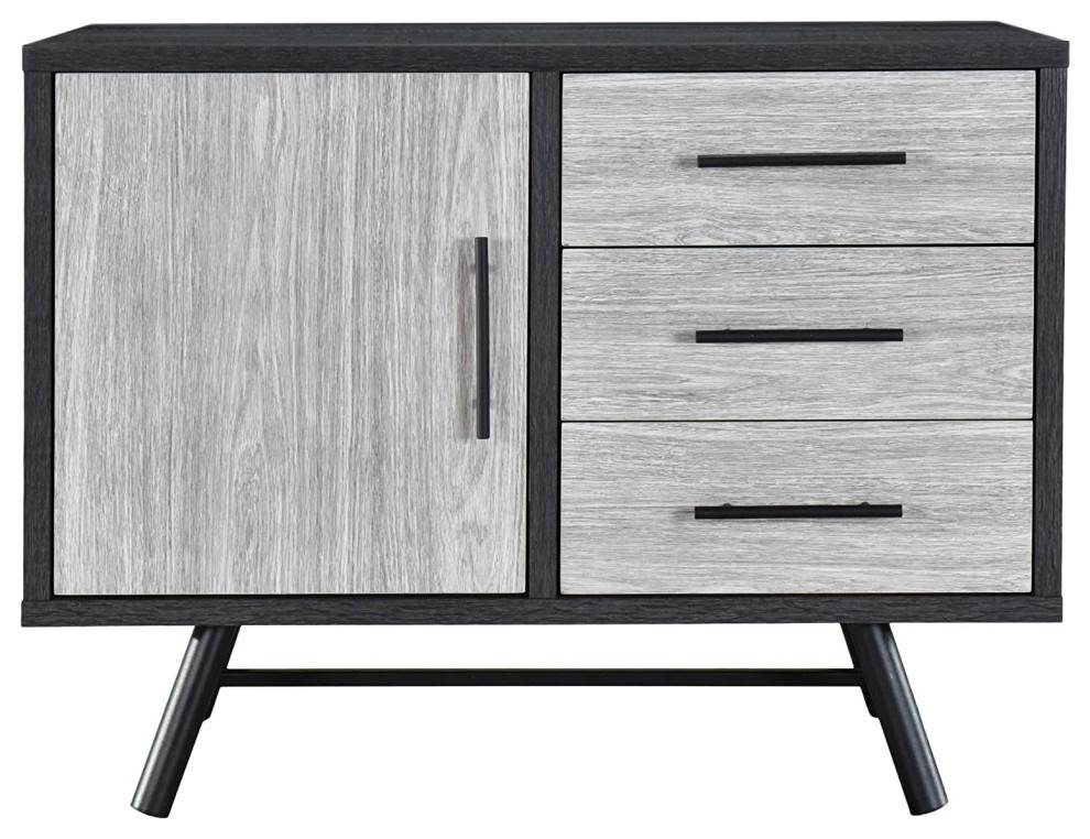 Modern Storage Metal Legs With 3 Drawers and Side Door, Gray