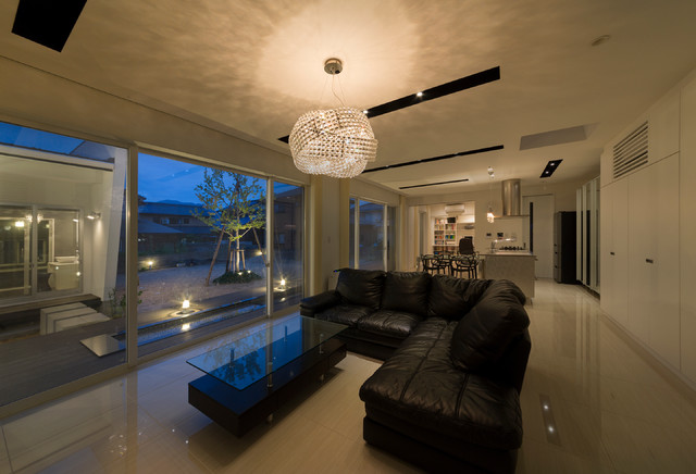 リビング夜景 modern-living-room