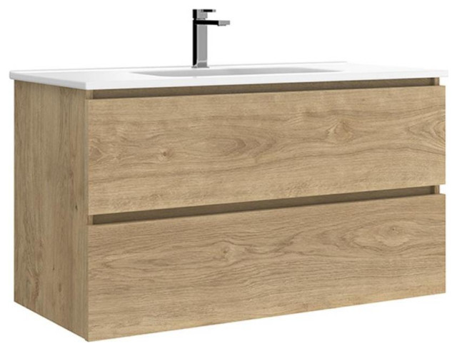 WS Bath Collections Flora C100 Flora 40" Wall Mounted Single - Natural Oak