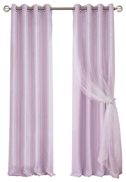 Aurora Woven Blackout Sheer Overlay Window Panel Contemporary