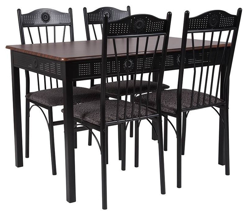 Madison Square 5Piece Set With Walnut Transitional Dining