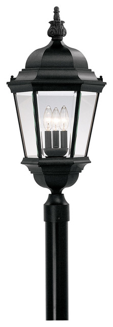 Black 3 Light 13" Cast Aluminum Post Lantern from the Abbington Collection