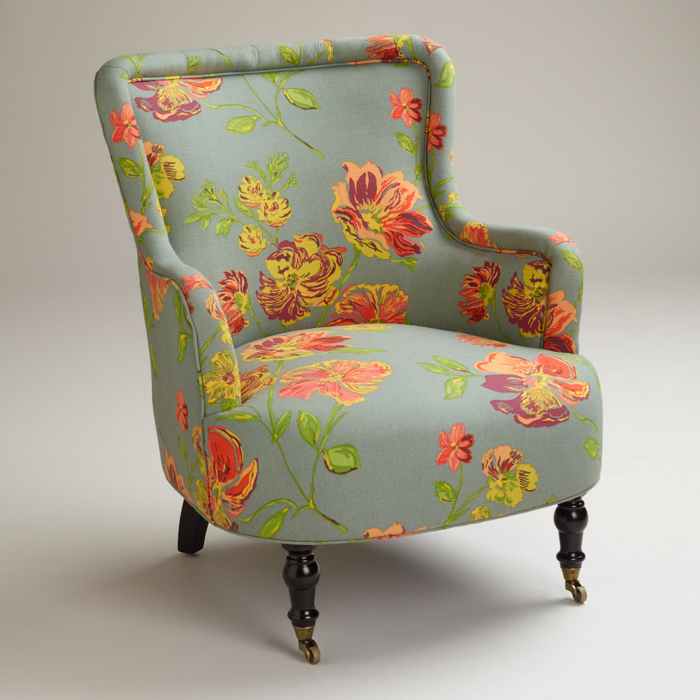 Gray Vintage Floral Reading Chair