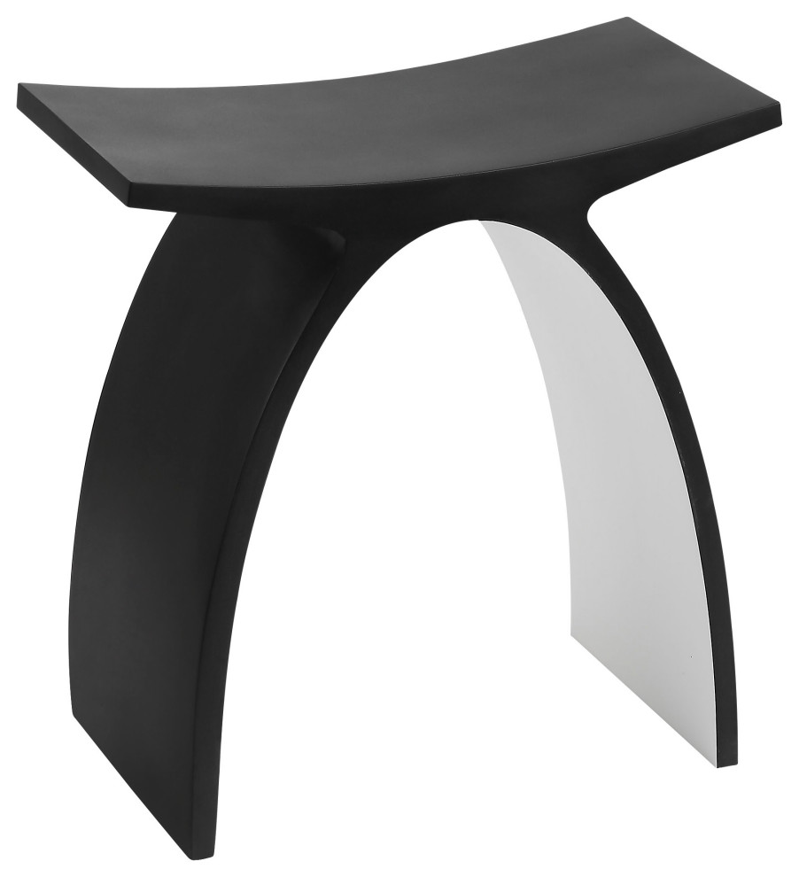 ABST77BM Black Matte Arched Solid Surface Resin Bathroom / Shower Stool