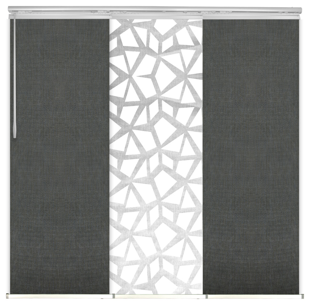 Scattered-Koala Gray 3-Panel Track Extendable Vertical Blinds 36-66"x94"