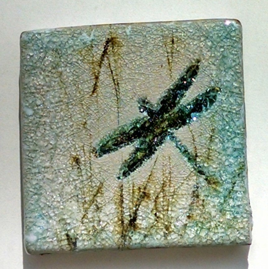 Dragonfly hand made tile