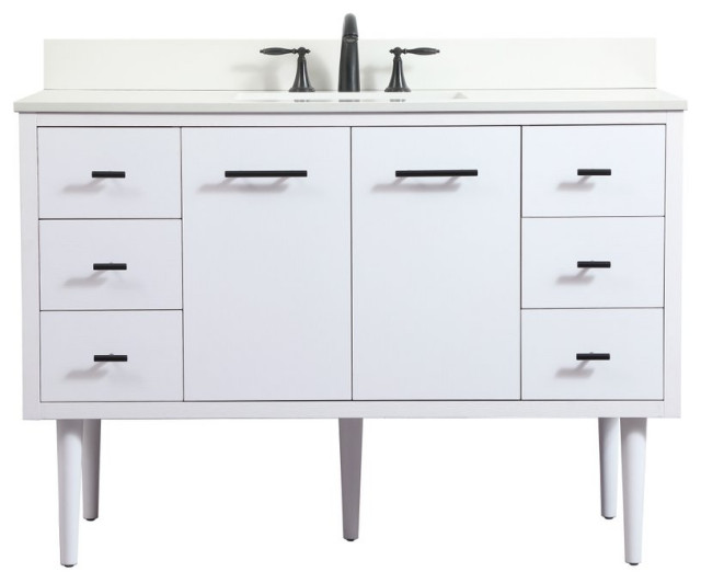 22" Midcentury Modern TeakLight Bathroom Vanity Midcentury Bathroom Vanities And Sink