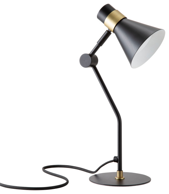Edson Desk Lamp, Black Midcentury Door Levers by Houzz