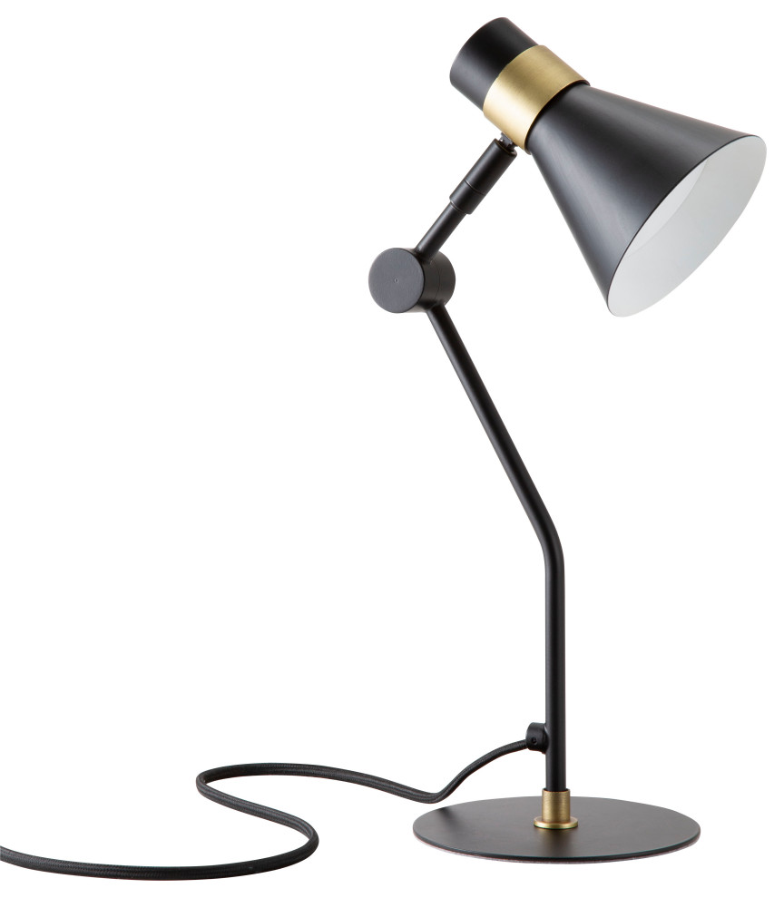 Edson Desk Lamp, Black Midcentury Door Levers by Houzz