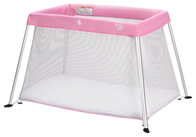 costway foldable baby crib playpen travel infant bassinet bed mosquito net music w bag