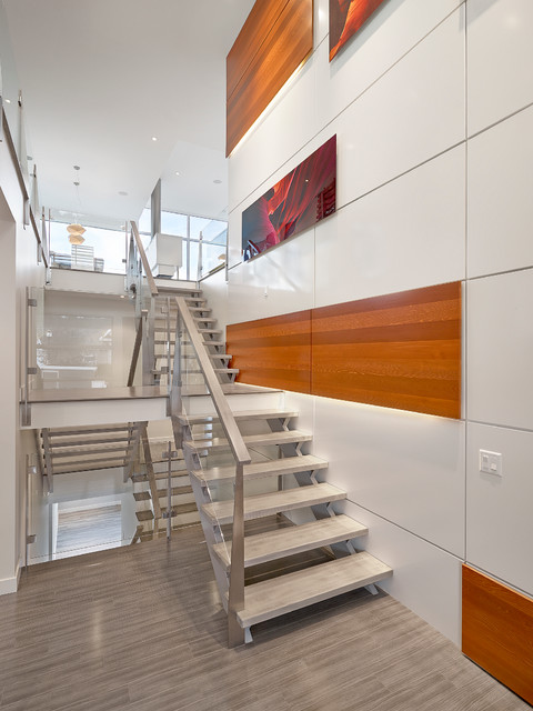 Stairs and Feature Wall - Modern - Staircase - Edmonton - by Habitat Studio