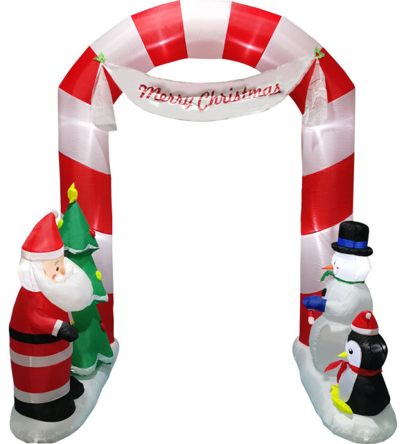 8 ft Tall Prelit Candy Cane Arch Inflatable Modern Outdoor Holiday