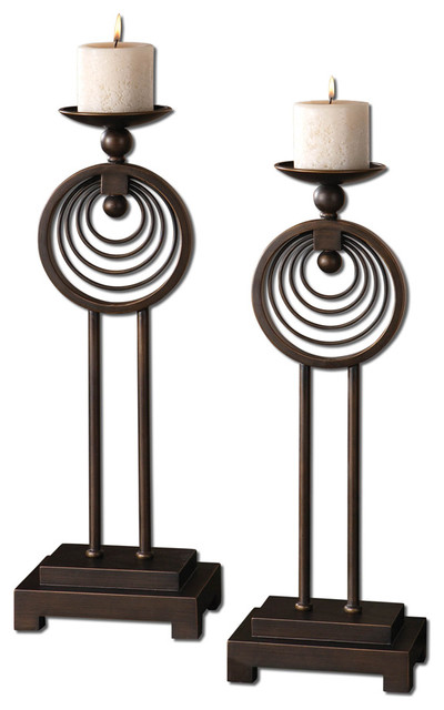 Uttermost 19444 Ciro Oil-Rubbed Bronze Candleholders Set of 2