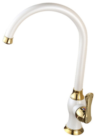 Pozzuoli European Styled White Deck Mounted Kitchen Faucet