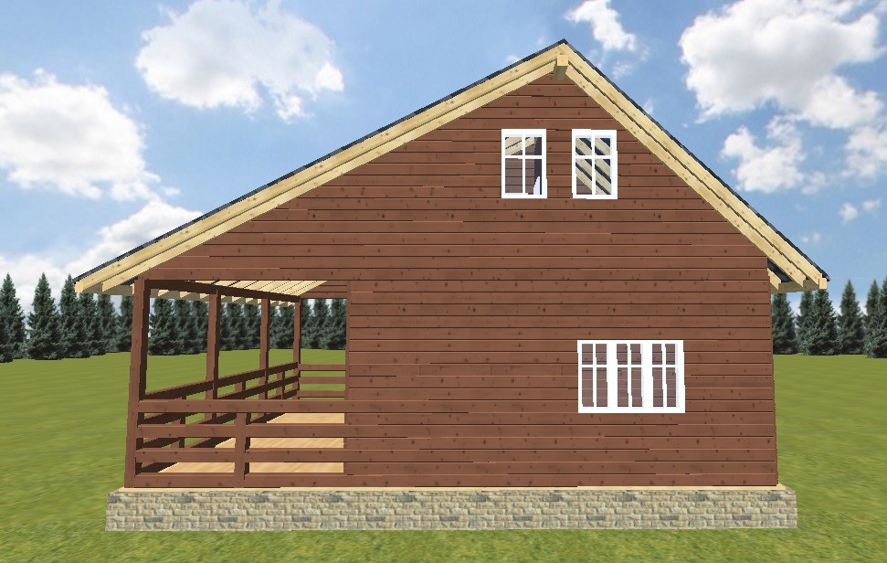 "Истра" - проект дома из бруса 6х6 с террасой 6х3