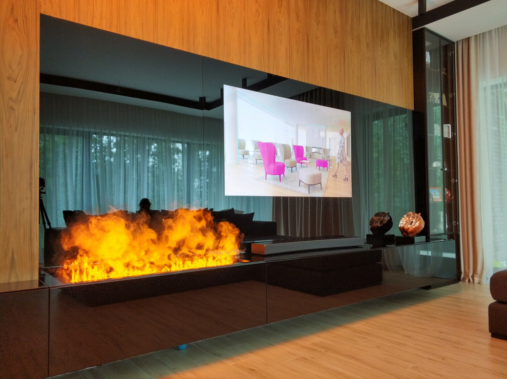 Встроенный телевизор с паровым камином