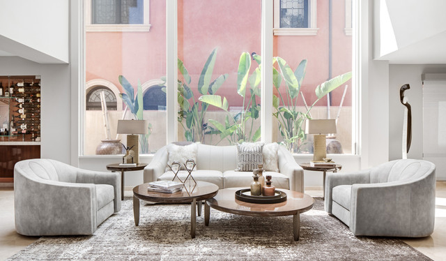 Newport Beach Bayside Abode trendy-dagligstue