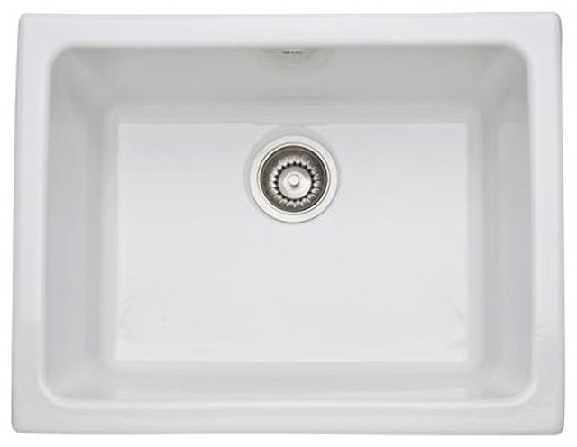 Rohl Allia 6347-00 Single Basin Undermount Fireclay Kitchen Sink, White, 24"