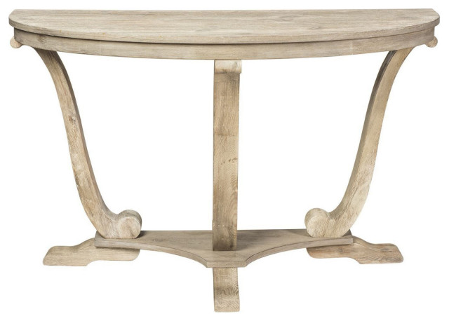Liberty Furniture Greystone Sofa Table, Stone White Wash w/ Wirebrush