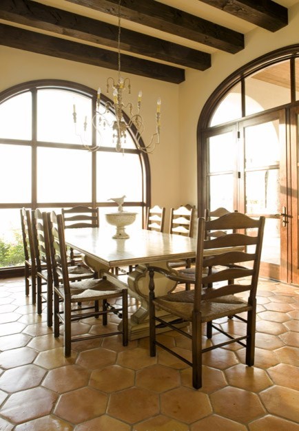 Inspiration for a mediterranean dining room remodel in Austin