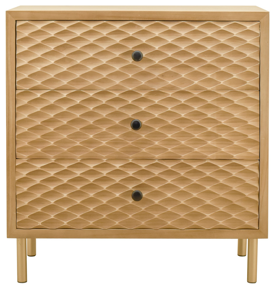 28" Tall Wood 3drawer Bachelors Chest in Natural Contemporary Accent Chests And
