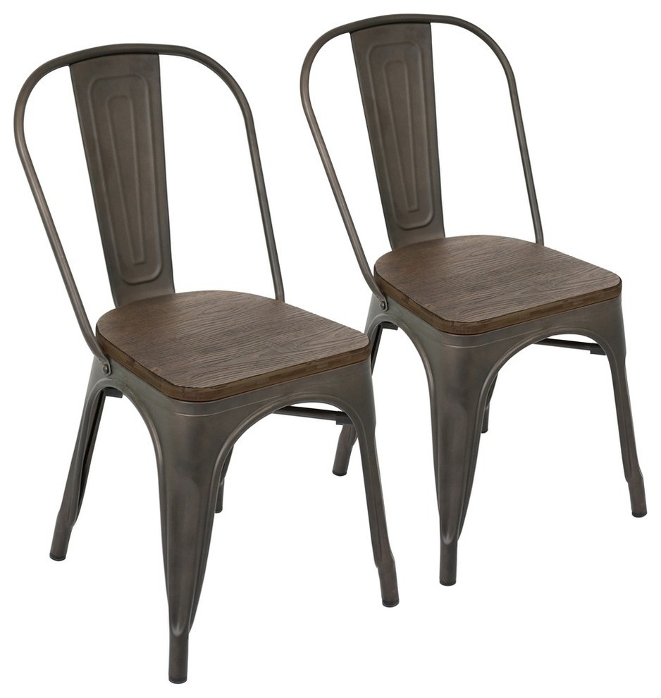 Lumisource Oregon Stackable Dining Chairs, Antique, Espresso, Set of 2